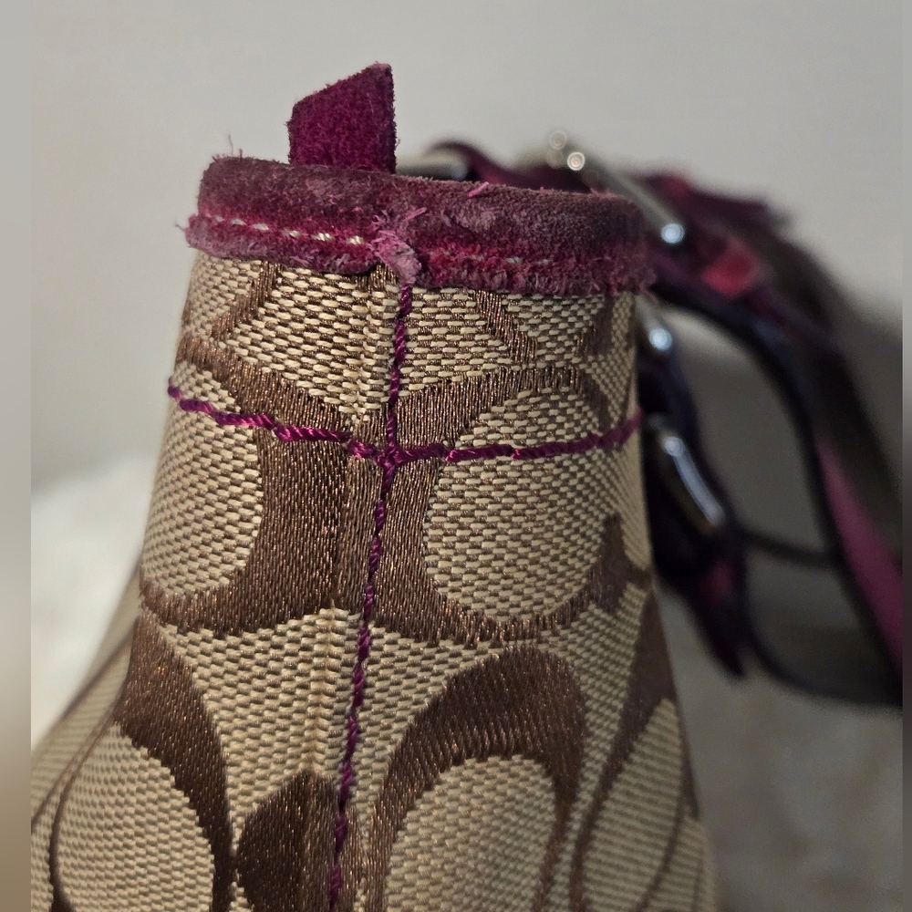 Coach Signature Canvas Tote Bag - Pink and Brown - Picture 11 of 14